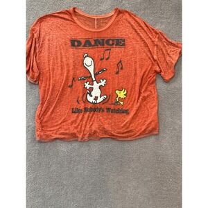 Snoopy Peanuts Dance Like Nobody's Watching T-Shirt Women's Oversized Orange Tee